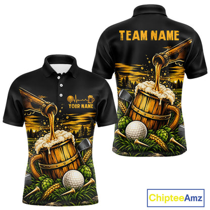 Custom Beer Pouring Golf Polo Shirt For Men Personalized Team Name Golf Tournament Apparel NYN4688