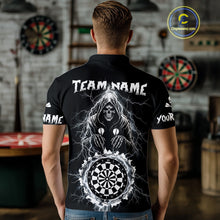 Load image into Gallery viewer, Lightning Thunder White &amp; Black Grim Reaper Custom Dart Polo Shirt Men Dart League Jerseys NYN2091