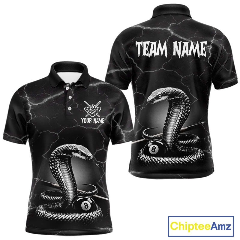 Custom Cobra Snake 8 Ball Pool Polo Shirt For Men Black Thunder Billiards Team Tournament Shirts NYN4698