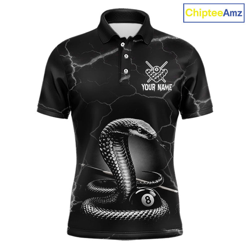 Custom Cobra Snake 8 Ball Pool Polo Shirt For Men Black Thunder Billiards Team Tournament Shirts NYN4698