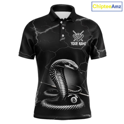 Custom Cobra Snake 8 Ball Pool Polo Shirt For Men Black Thunder Billiards Team Tournament Shirts NYN4698