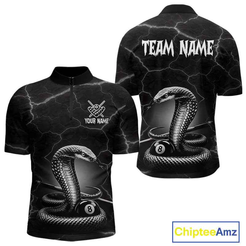 Custom Cobra Snake 8 Ball Pool Polo Shirt For Men Black Thunder Billiards Team Tournament Shirts NYN4698