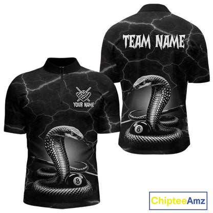 Custom Cobra Snake 8 Ball Pool Polo Shirt For Men Black Thunder Billiards Team Tournament Shirts NYN4698