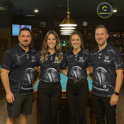Custom Cobra Snake 8 Ball Pool Polo Shirt For Women Black Thunder Billiards Team Tournament Shirts NYN4698