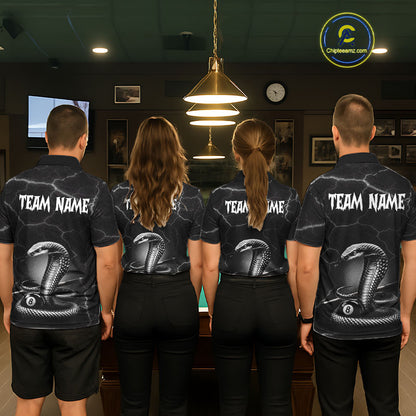 Custom Cobra Snake 8 Ball Pool Polo Shirt For Women Black Thunder Billiards Team Tournament Shirts NYN4698