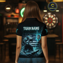 Load image into Gallery viewer, Custom Lightning Turquoise Grim Reaper Beer Funny Women Darts Polo Shirt US Flag Dart Jerseys NYN1836