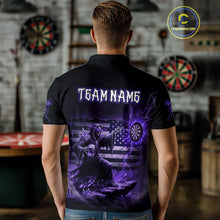 Load image into Gallery viewer, Custom Lightning Purple Grim Reaper Beer Funny Men Darts Polo Shirt US Flag Dart Jerseys NYN1837