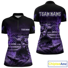Load image into Gallery viewer, Custom Lightning Purple Grim Reaper Beer Funny Women Darts Quarter-Zip Shirt US Flag Dart Jerseys NYN1837