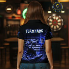 Load image into Gallery viewer, Custom Lightning Blue Grim Reaper Beer Funny Women Darts Polo Shirt US Flag Dart Jerseys NYN1838