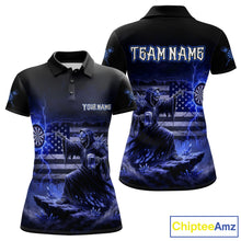 Load image into Gallery viewer, Custom Lightning Blue Grim Reaper Beer Funny Women Darts Polo Shirt US Flag Dart Jerseys NYN1838
