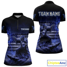 Load image into Gallery viewer, Custom Lightning Blue Grim Reaper Beer Funny Women Darts Quarter-Zip Shirt US Flag Dart Jerseys NYN1838