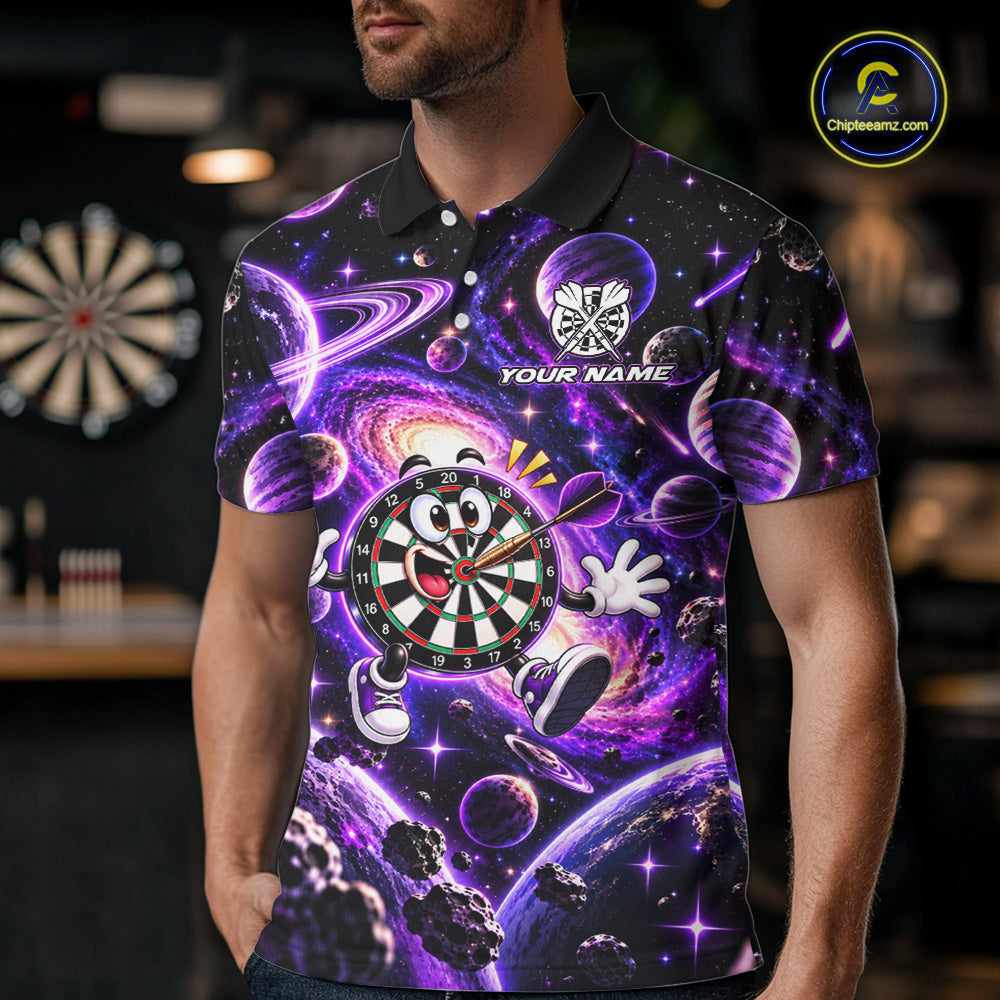 Custom Purple Galaxy Space Funny Darts Shirt For Men Personalized Darts Team Darts Fan Gift  NYN5107