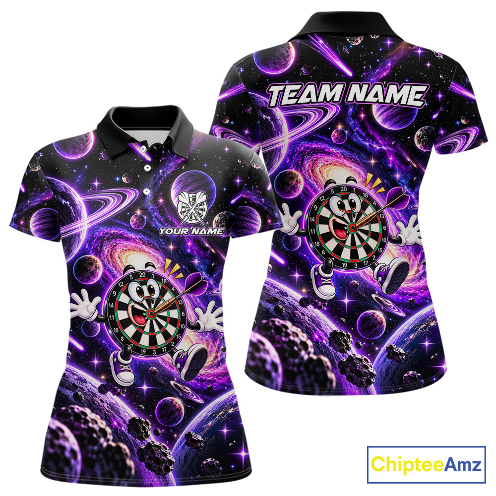 Custom Purple Galaxy Space Funny Darts Shirt For Women Personalized Darts Team Darts Fan Gift  NYN5107