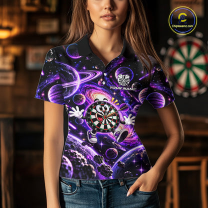 Custom Purple Galaxy Space Funny Darts Shirt For Women Personalized Darts Team Darts Fan Gift  NYN5107