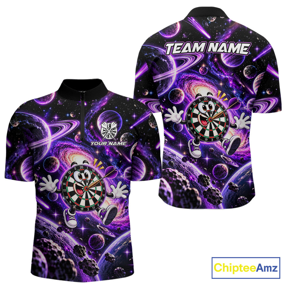 Custom Purple Galaxy Space Funny Darts Shirt For Men Personalized Darts Team Darts Fan Gift  NYN5107