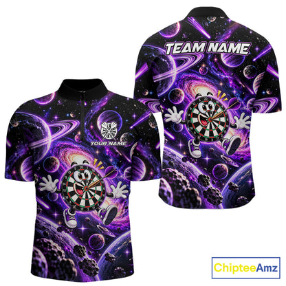 Custom Purple Galaxy Space Funny Darts Shirt For Men Personalized Darts Team Darts Fan Gift  NYN5107