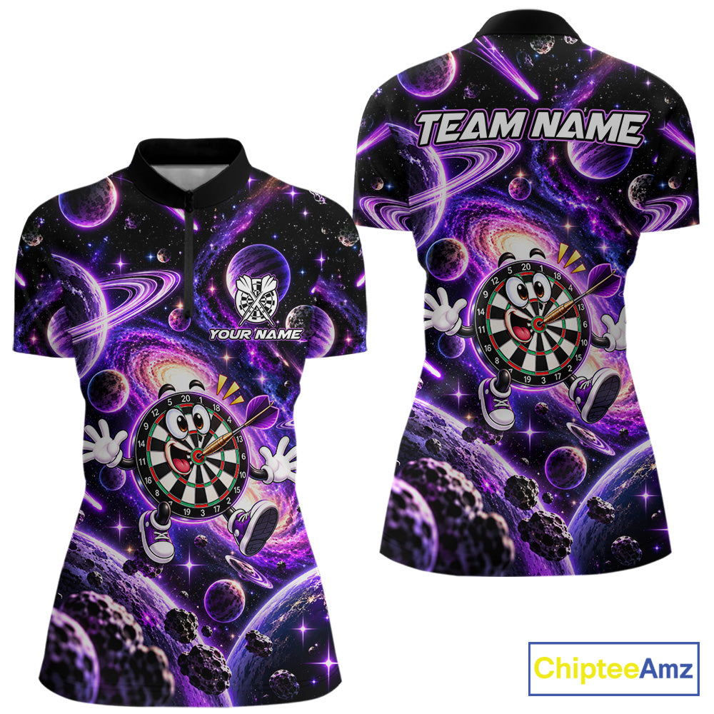 Custom Purple Galaxy Space Funny Darts Shirt For Women Personalized Darts Team Darts Fan Gift  NYN5107