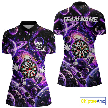 Custom Purple Galaxy Space Funny Darts Shirt For Women Personalized Darts Team Darts Fan Gift  NYN5107