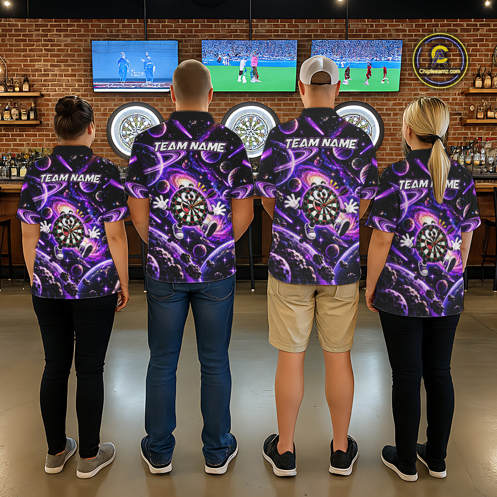 Custom Purple Galaxy Space Funny Darts Shirt For Women Personalized Darts Team Darts Fan Gift  NYN5107