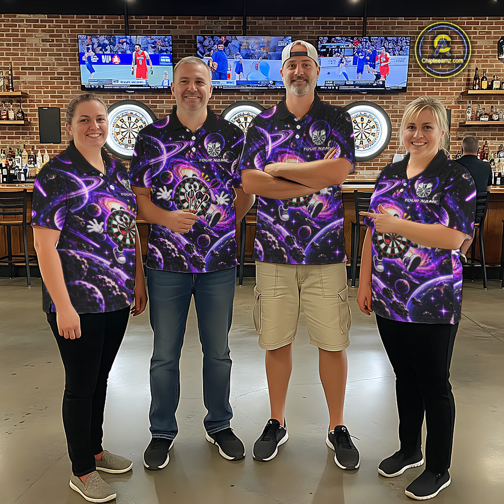 Custom Purple Galaxy Space Funny Darts Shirt For Women Personalized Darts Team Darts Fan Gift  NYN5107