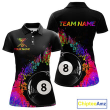 Load image into Gallery viewer, Custom Colorful Splatter Women's Billiard Ball Shirt Personalized Ball 8 Billiard Team Shirt NYN2342