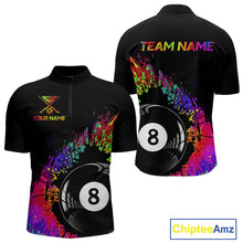 Load image into Gallery viewer, Custom Colorful Splatter Men's Billiard Ball Shirt Personalized Ball 8 Billiard Team Shirt NYN2342