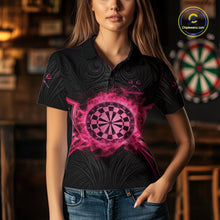 Load image into Gallery viewer, Black And Pink Smokes Dartboard Women Darts Polo Shirts Custom Tribal Dart Team Jerseys NYN2349
