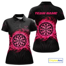 Load image into Gallery viewer, Black And Pink Smokes Dartboard Women Darts Polo Shirts Custom Tribal Dart Team Jerseys NYN2349