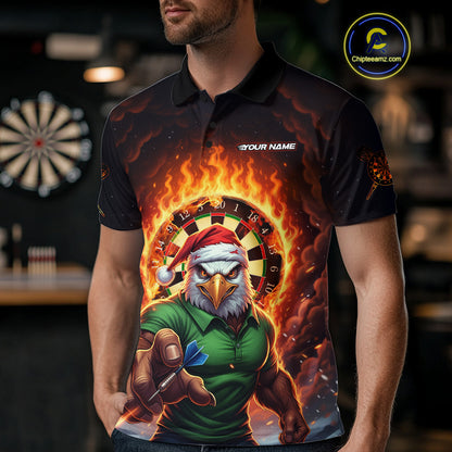 Funny Eagle Flame Dartboard Christmas Darts Polo Shirt For Men Custom Xmas Dart Jerseys NYN1853