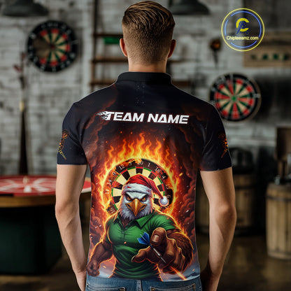 Funny Eagle Flame Dartboard Christmas Darts Polo Shirt For Men Custom Xmas Dart Jerseys NYN1853