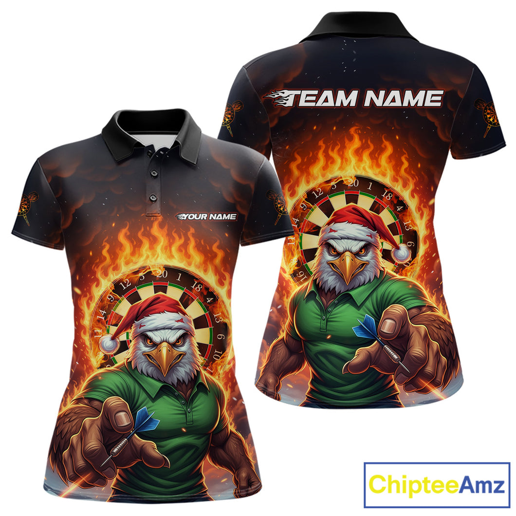 Funny Eagle Flame Dartboard Christmas Darts Polo Shirt For Women Custom Xmas Dart Jerseys NYN1853