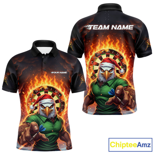 Funny Eagle Flame Dartboard Christmas Darts Polo Shirt For Men Custom Xmas Dart Jerseys NYN1853
