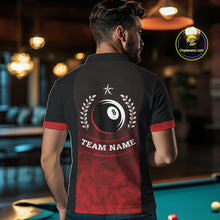 Load image into Gallery viewer, Black And Red 8 Ball Pool Men Billiard Polo &amp; Quarter Zip Shirt Custom 8  Ball Billiard Team Jersey NYN2983