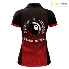 Load image into Gallery viewer, Black And Red 8 Ball Pool Women Billiard Polo &amp; Quarter Zip Shirt Custom 8  Ball Billiard Team Jersey NYN2983