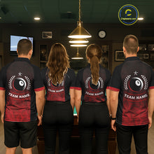 Load image into Gallery viewer, Black And Red 8 Ball Pool Men Billiard Polo &amp; Quarter Zip Shirt Custom 8  Ball Billiard Team Jersey NYN2983