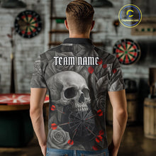 Load image into Gallery viewer, Custom Red Grey Roses Skull Dartboard Dart Men Polo Shirt Outfits Dart Team Jerseys NYN1560