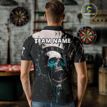 Load image into Gallery viewer, Custom Black Turquoise Dripping Skull Dartboard Dart Men Polo Shirt Grunge Dart Jerseys NYN1564