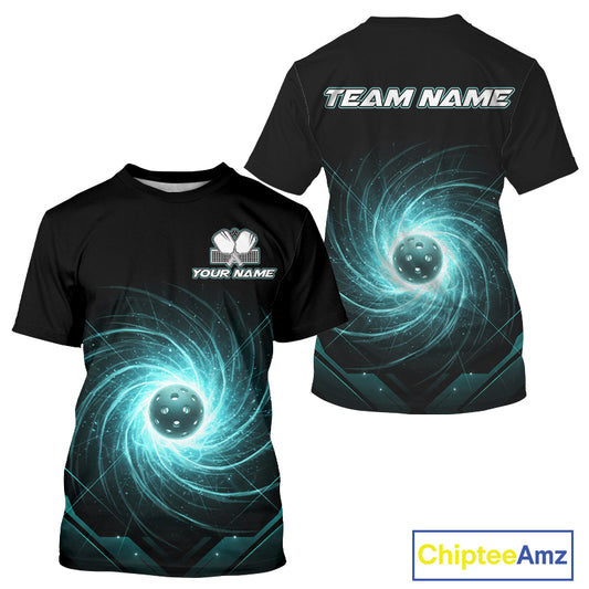 Custom Lightning Turquoise Swirl Pickleball Ball T-Shirt Men Outfits Pickleball Jerseys NYN1866