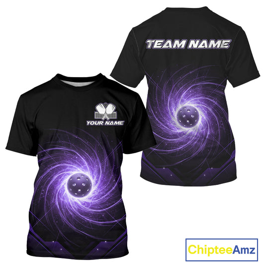 Custom Lightning Purple Swirl Pickleball Ball T-Shirt Men Outfits Pickleball Jerseys NYN1868