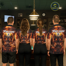 Load image into Gallery viewer, Fire Flame Skull Pool 8 Ball &amp; 9 Ball Billiard Shirt For Men Custom Billiard Team Attire|Red NYN2628