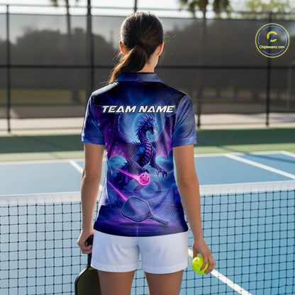 Custom Purple Holographic Dragon Women Pickleball Jerseys Pickleball Paddle League Shirts NYN2130