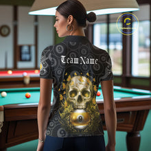 Load image into Gallery viewer, Butterfly Skull Billiard Polo &amp; Quarter-Zip Shirts For Women Custom 9 Ball Billiard Jerseys NYN2308