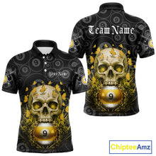 Load image into Gallery viewer, Butterfly Skull Billiard Polo &amp; Quarter-Zip Shirts For Men Custom 9 Ball Billiard Jerseys NYN2308