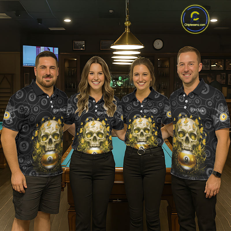 Butterfly Skull Billiard Polo & Quarter-Zip Shirts For Women Custom 9 Ball Billiard Jerseys NYN2308