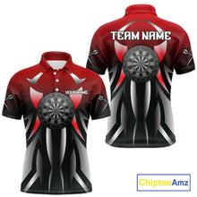 Load image into Gallery viewer, Red And Gradient Silver Darts Polo &amp; 1/4-Zip Shirt For Men Custom Name Dart Jersey For Darters NYN3003