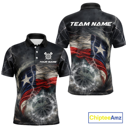 Custom Texas Flag Tornado White Thunder Darts Men Polo & 1/4-Zip Shirts Dart Team Jerseys NYN2808