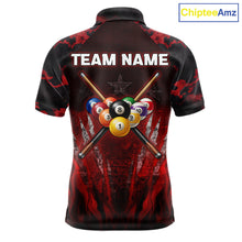 Load image into Gallery viewer, Personalized Gunge 8 Ball Pool Billiard Polo &amp; 1/4 Zip For Men Custom Red Camoflage Billiard Attire NYN3017
