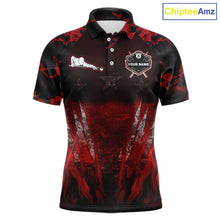 Load image into Gallery viewer, Personalized Gunge 8 Ball Pool Billiard Polo &amp; 1/4 Zip For Men Custom Red Camoflage Billiard Attire NYN3017