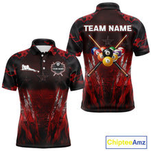 Load image into Gallery viewer, Personalized Gunge 8 Ball Pool Billiard Polo &amp; 1/4 Zip For Men Custom Red Camoflage Billiard Attire NYN3017