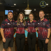 Load image into Gallery viewer, Personalized Gunge 8 Ball Pool Billiard Polo &amp; 1/4 Zip For Men Custom Red Camoflage Billiard Attire NYN3017